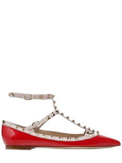 Valentino Rockstud Pointed Ballerinas In Red