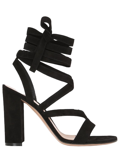 GIANVITO ROSSI 100MM LACE UP SUEDE SANDALS,65IAI4005-QkxBQ0s1