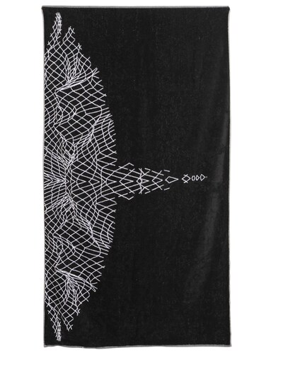 Marcelo Burlon County Of Milan Asier Cotton Terrycloth Beach Towel In Black/white