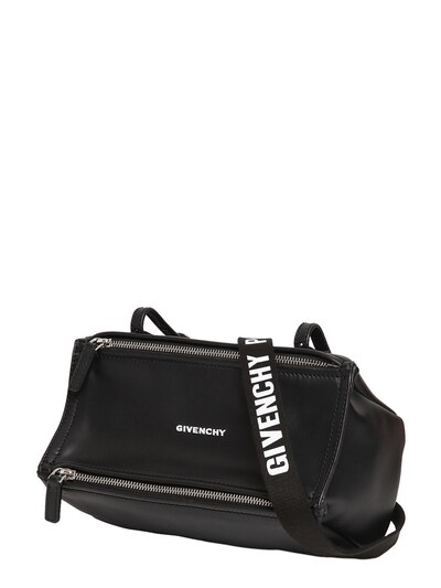 Givenchy Mini Pandora Strap Logo Leather Bag In Black