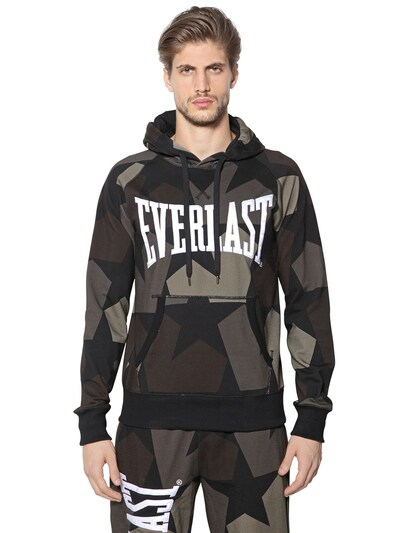 Everlast Ports 1961 Printed Hooded Cotton Sweatshirt In Army Camo