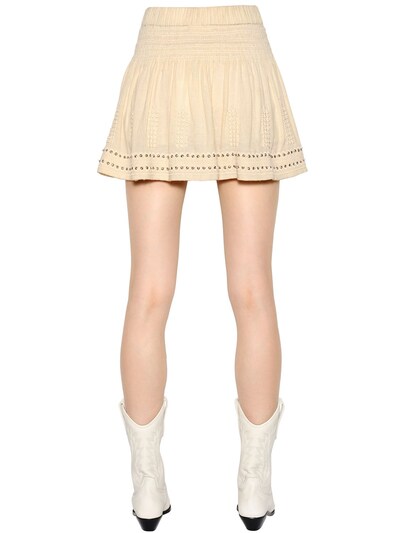 Embroidered Cotton Gauze Mini Skirt 