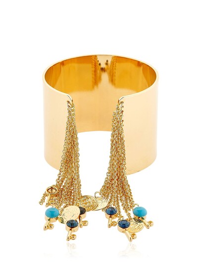 Tommaso Lonardo Chain Fringe & Charms Cuff Bracelet In Gold