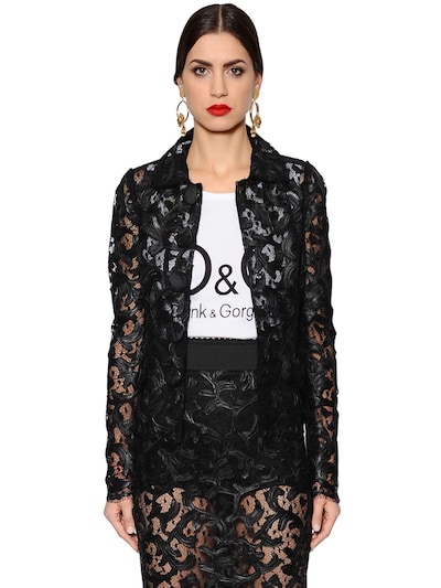 Dolce & Gabbana Single Breasted Lace Jacket In Black