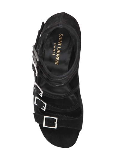 SAINT LAURENT 70MM BABIES MULTI BUCKLES SUEDE SANDALS