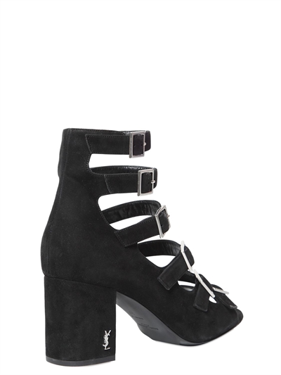 SAINT LAURENT 70MM BABIES MULTI BUCKLES SUEDE SANDALS