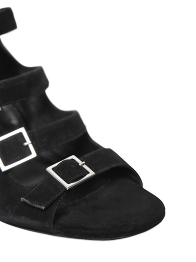 SAINT LAURENT 70MM BABIES MULTI BUCKLES SUEDE SANDALS