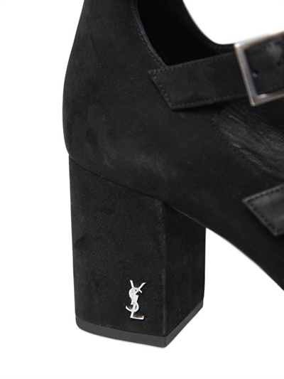 SAINT LAURENT 70MM BABIES MULTI BUCKLES SUEDE SANDALS