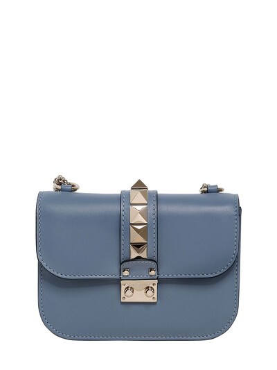 Valentino Garavani Small Lock Nappa Leather Shoulder Bag, Light Blue