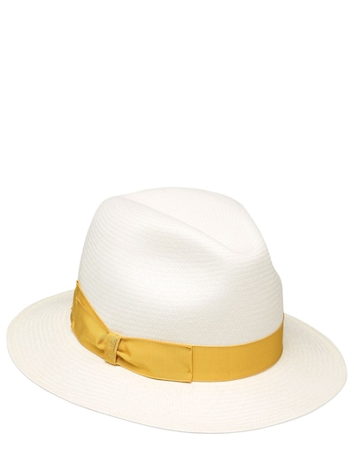 Borsalino Fine Pamana Straw Hat, White/yellow