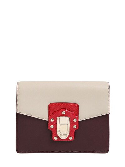 Dolce & Gabbana Lucia Two Tone Leather Shoulder Bag In White/purple