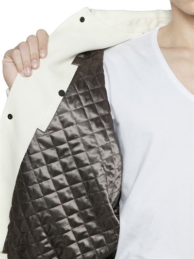 CALVIN KLEIN COLLECTION FAUX LEATHER & WOOL BOMBER JACKET