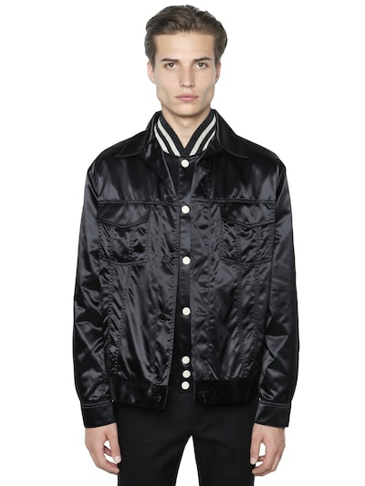 Calvin Klein Collection Techno Satin Shirt Jacket In Black | ModeSens