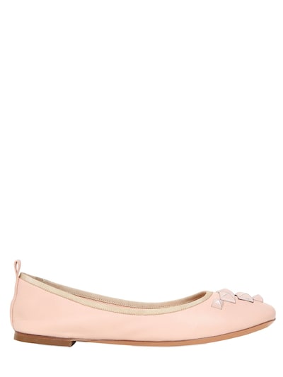 Marc Jacobs Cleo Studded Leather Ballerina Flats In Nude