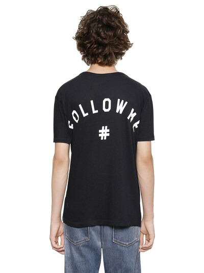 Ports 1961 Printed Back Cotton Blend Jersey T-shirt In Navy