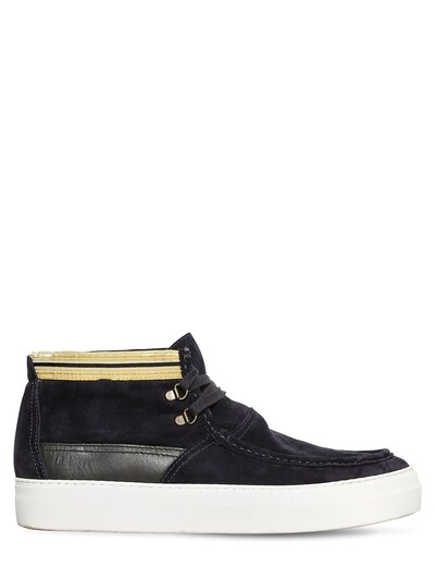 Ports 1961 Lace-up Suede Mid Top Sneaker Boots In Navy
