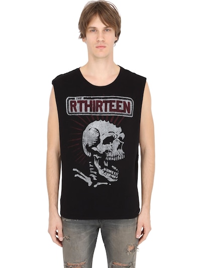 R13 Skull Cotton Jersey Sleeveless T shirt In Black ModeSens