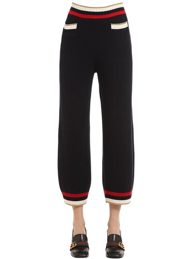 GUCCI COTTON KNIT BLEND trousers, NAVY