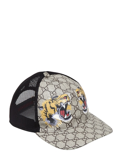 Gucci Tigers Print Gg Supreme Baseball Hat Dark Brownblack, $390