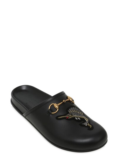 Gucci River Leather Slide Mules With 