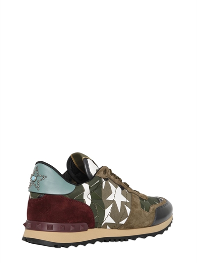 VALENTINO GARAVANI ROCKRUNNER CAMUSTARS CANVAS SNEAKERS