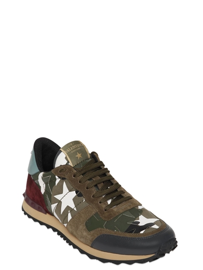 VALENTINO GARAVANI ROCKRUNNER CAMUSTARS CANVAS SNEAKERS