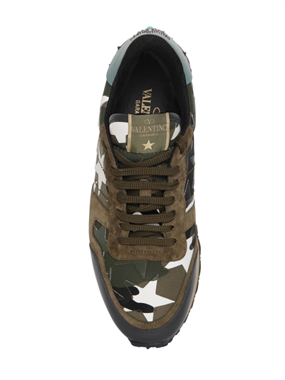 VALENTINO GARAVANI ROCKRUNNER CAMUSTARS CANVAS SNEAKERS