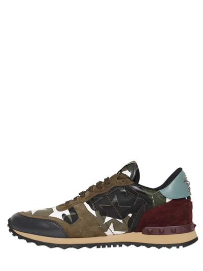 VALENTINO GARAVANI ROCKRUNNER CAMUSTARS CANVAS SNEAKERS
