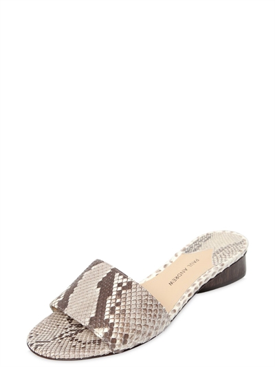 PAUL ANDREW 20MM LINA PYTHON LEATHER SLIDE SANDALS