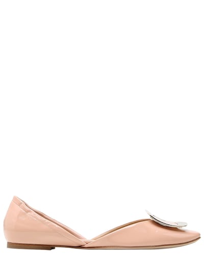 ROGER VIVIER 10MM CHIPS PATENT LEATHER D'ORSAY FLATS, NUDE