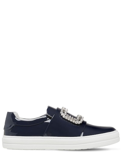 Roger Vivier 25mm Sneaky Viv Patent Leather Sneakers, Navy