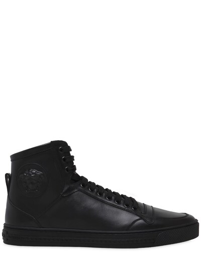 VERSACE MEDUSA SMOOTH LEATHER HIGH TOP SNEAKERS,65IJS2015-SzQx0