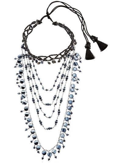 Nightmarket Multi Chain Decò Choker Necklace In Black,blue