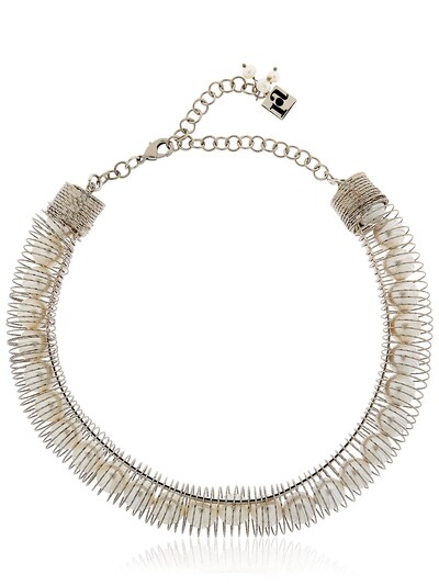 Rosantica Trottola Beaded Necklace In Silver