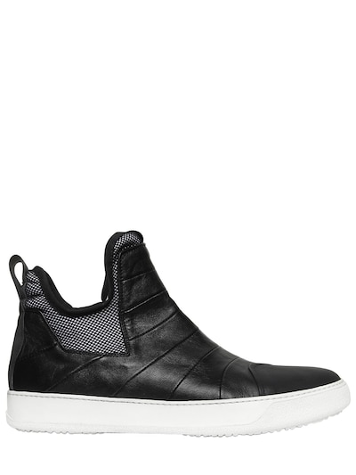 Bb Bruno Bordese Rubberized & Nappa Leather Sneakers In Black