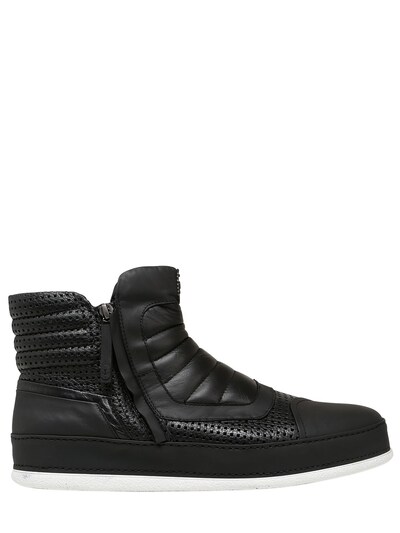 Bb Bruno Bordese Perforated Leather & Nubuk Sneakers In Black