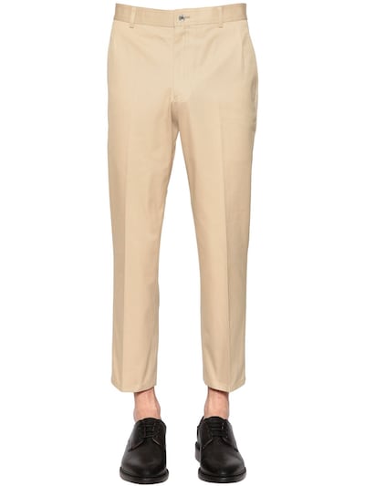 Thom Browne Skinny Cotton Chino Twill Pants In Beige