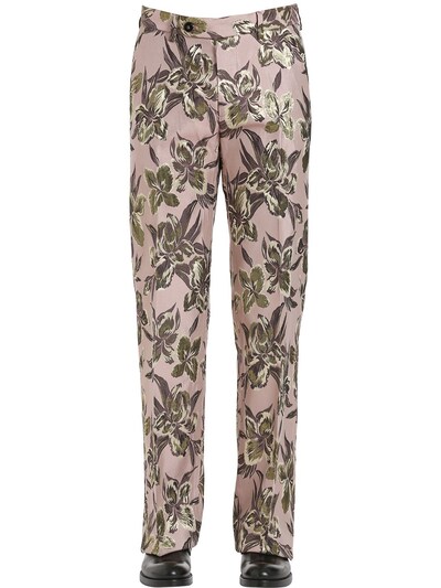Christian Pellizzari 27cm Lurex Floral Jacquard Pants For Lvr In Pink