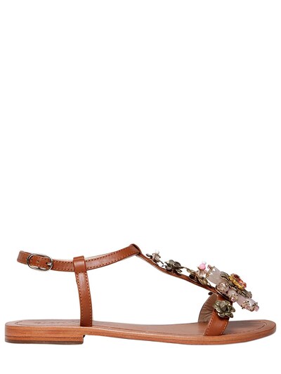 Venti 12 10mm Embellished Leather Sandals In Tan