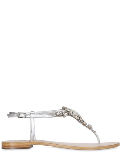 Venti 12 10mm Crystal Metallic Leather Sandals In Silver