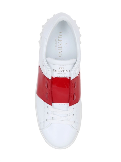 VALENTINO GARAVANI OPEN LEATHER SNEAKERS WITH PATENT BAND