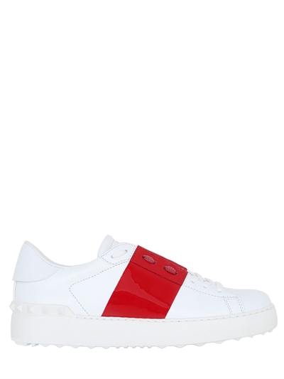 VALENTINO GARAVANI OPEN LEATHER SNEAKERS WITH PATENT BAND