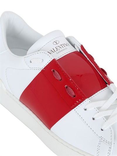 VALENTINO GARAVANI OPEN LEATHER SNEAKERS WITH PATENT BAND