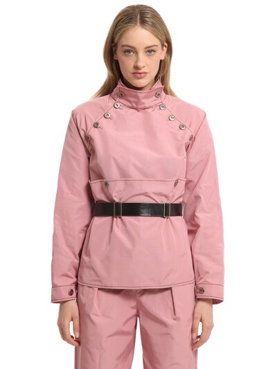 Bottega Veneta Cotton Blend Faille Jacket W/ Belt In Pink/black | ModeSens