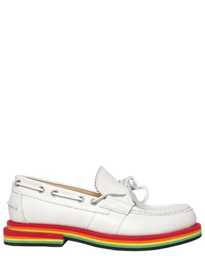 N3m Noitremilano Rainbow Sole Nubuck Leather Loafers In White