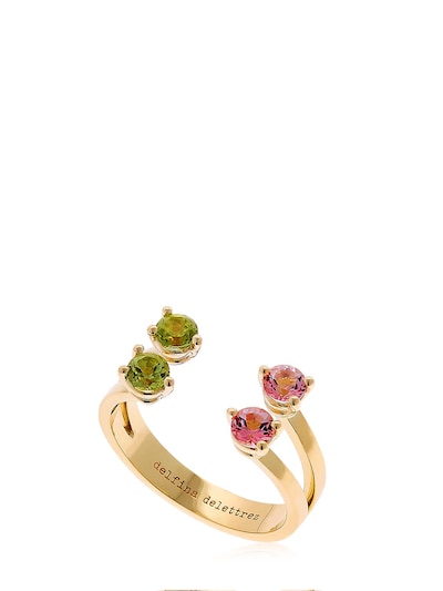 Delfina Delettrez Pink & Green Dots Ring In Pink,green,gold