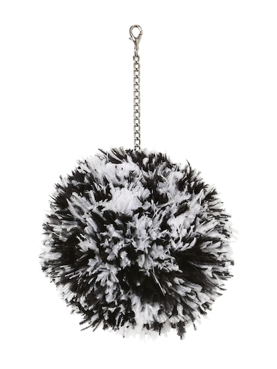 Nanà Firenze Feather Pompom Bag Charm In Black