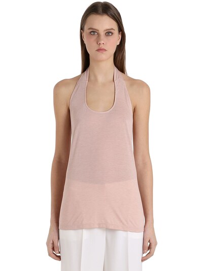 Siran Jersey Halter Top With Low Cut Back In Pink