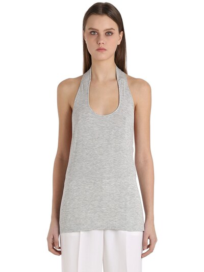 Siran Jersey Halter Top With Low Cut Back In Grey