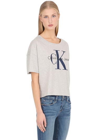 CALVIN KLEIN JEANS EST.1978 TRUE ICON CROPPED COTTON JERSEY T-SHIRT